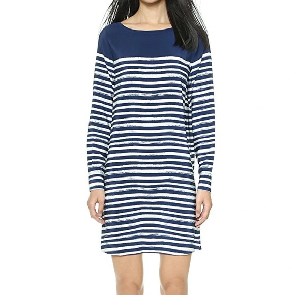 VINCE NWT Marker Stripe Long Sleeve Silk Dress - Picture 1 of 8